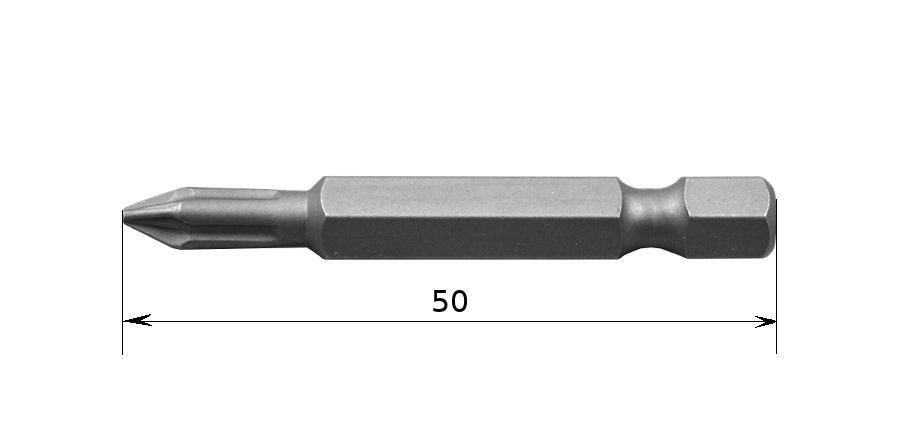 Чертёж крестовой биты Pz1, 50 мм